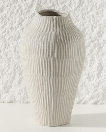11.6-Inch Grey Ceramic Vase, Modern Art Texture, for Pampas Grass & Home Decor