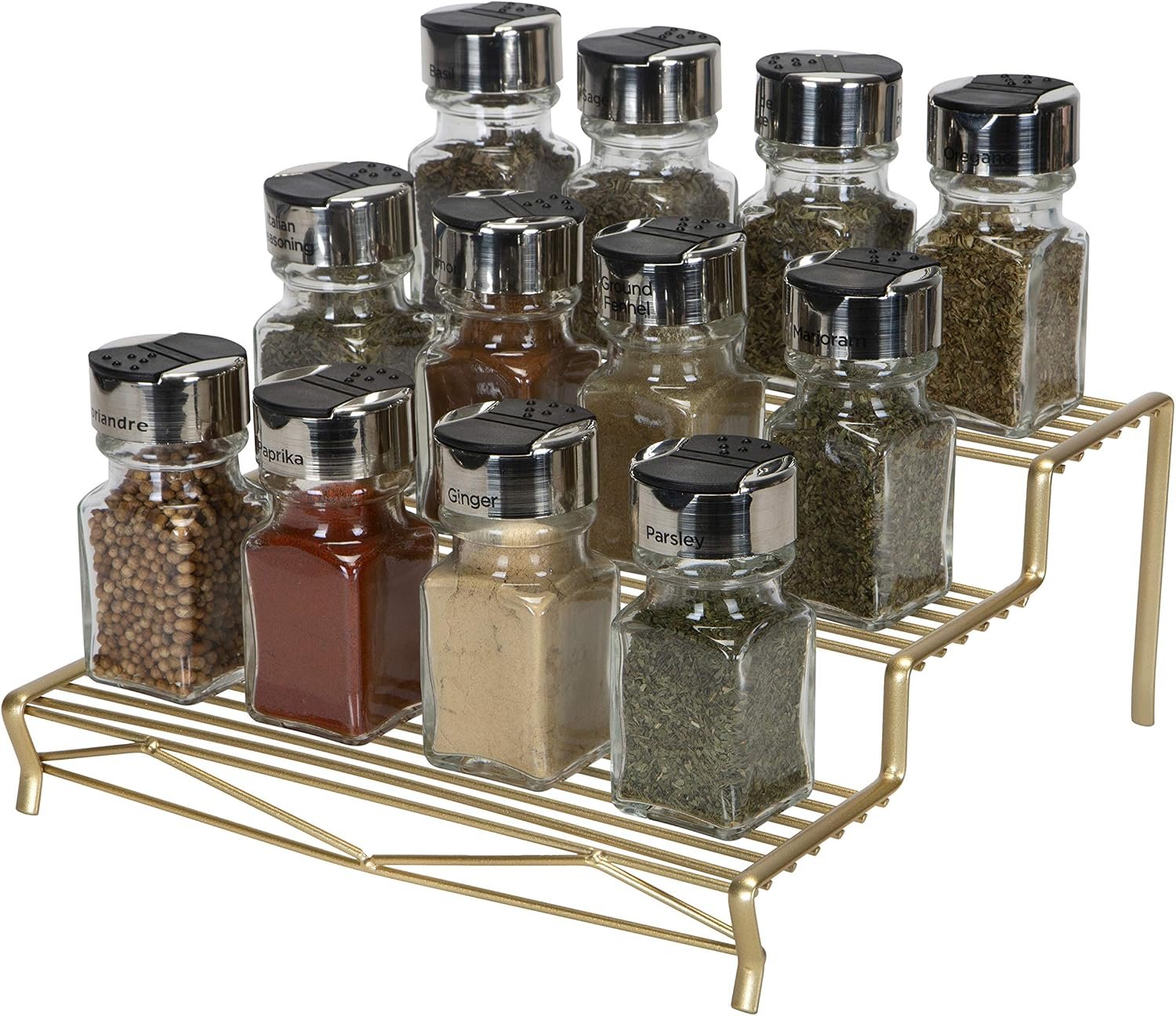 3-Layer Freestanding Spice Rack Satin Gold